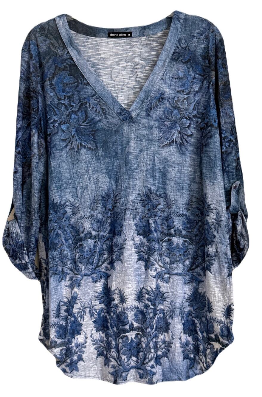David Cline Blue Paisley Tunic - Medium